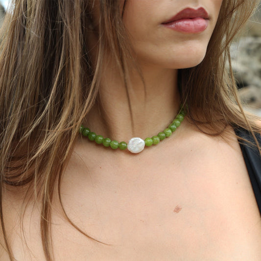 Milos Necklace - Green Agate